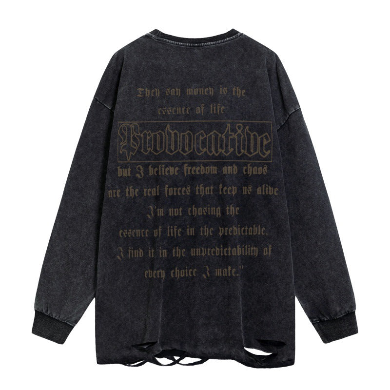 Make an old sweatshirt with a torn hem