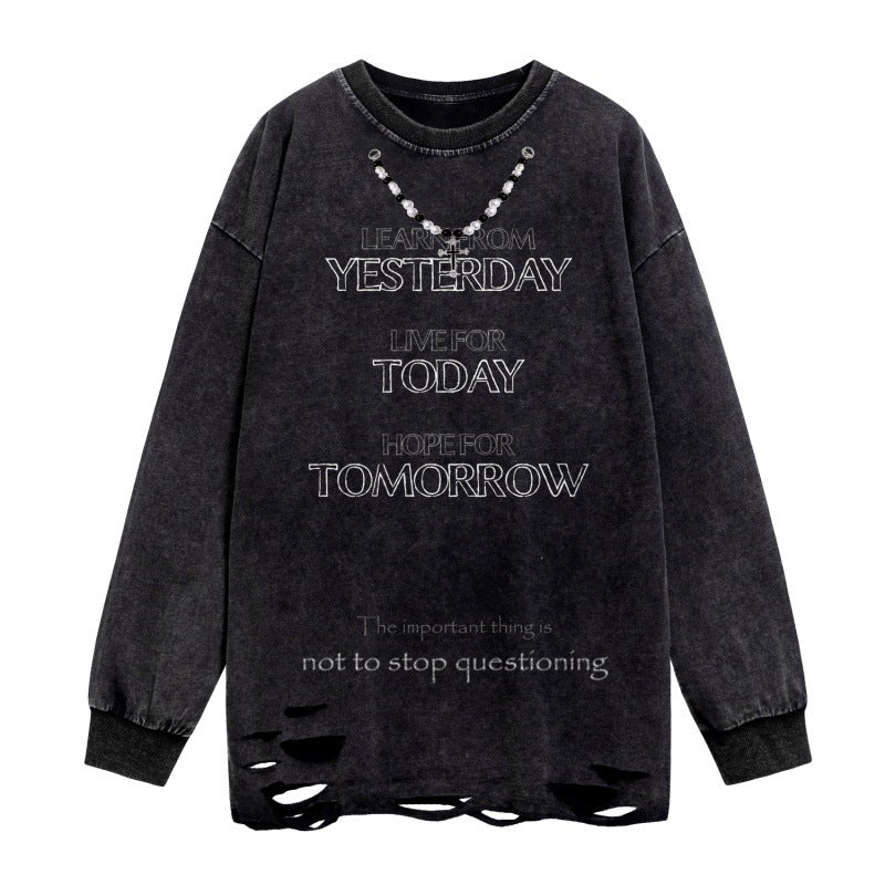 Designing sweatshirts with worn-out holes