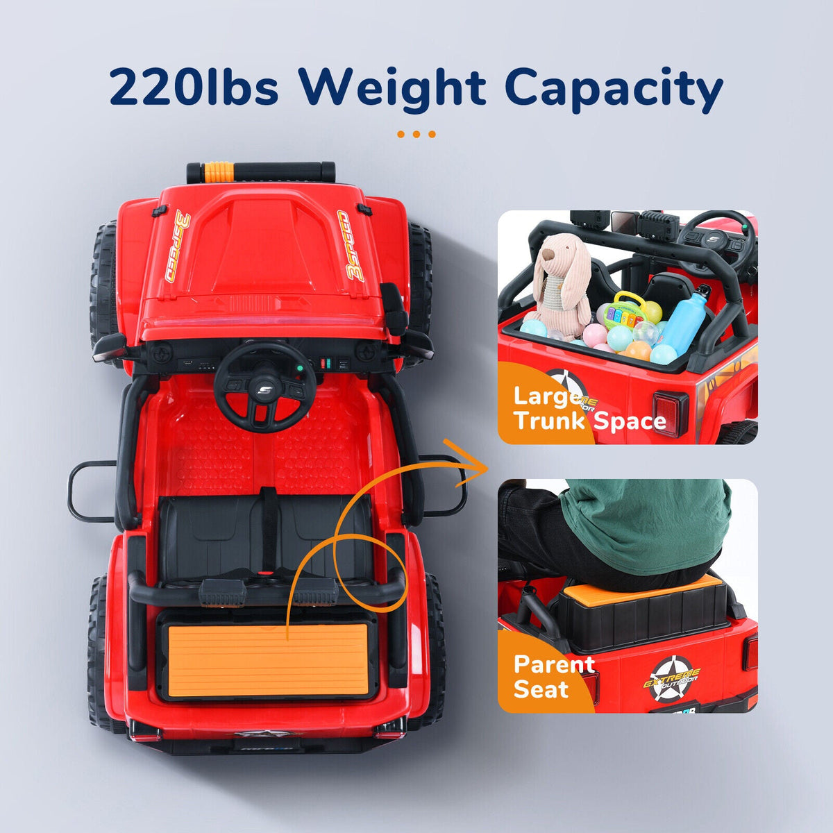 12V Jeep Music Fashion Ride-On Car with Remote Control for Electric Kids