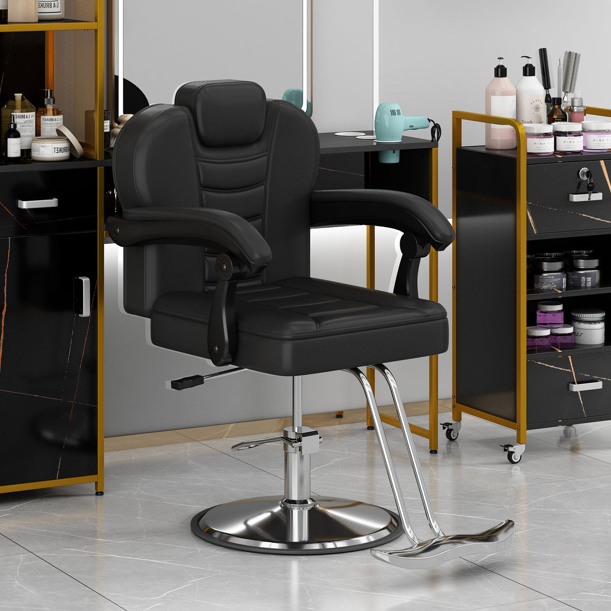 Classic Reclining Barber Chair for Hair Stylist