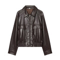 Zipper corridor shaped PU imitation leather jacket for women