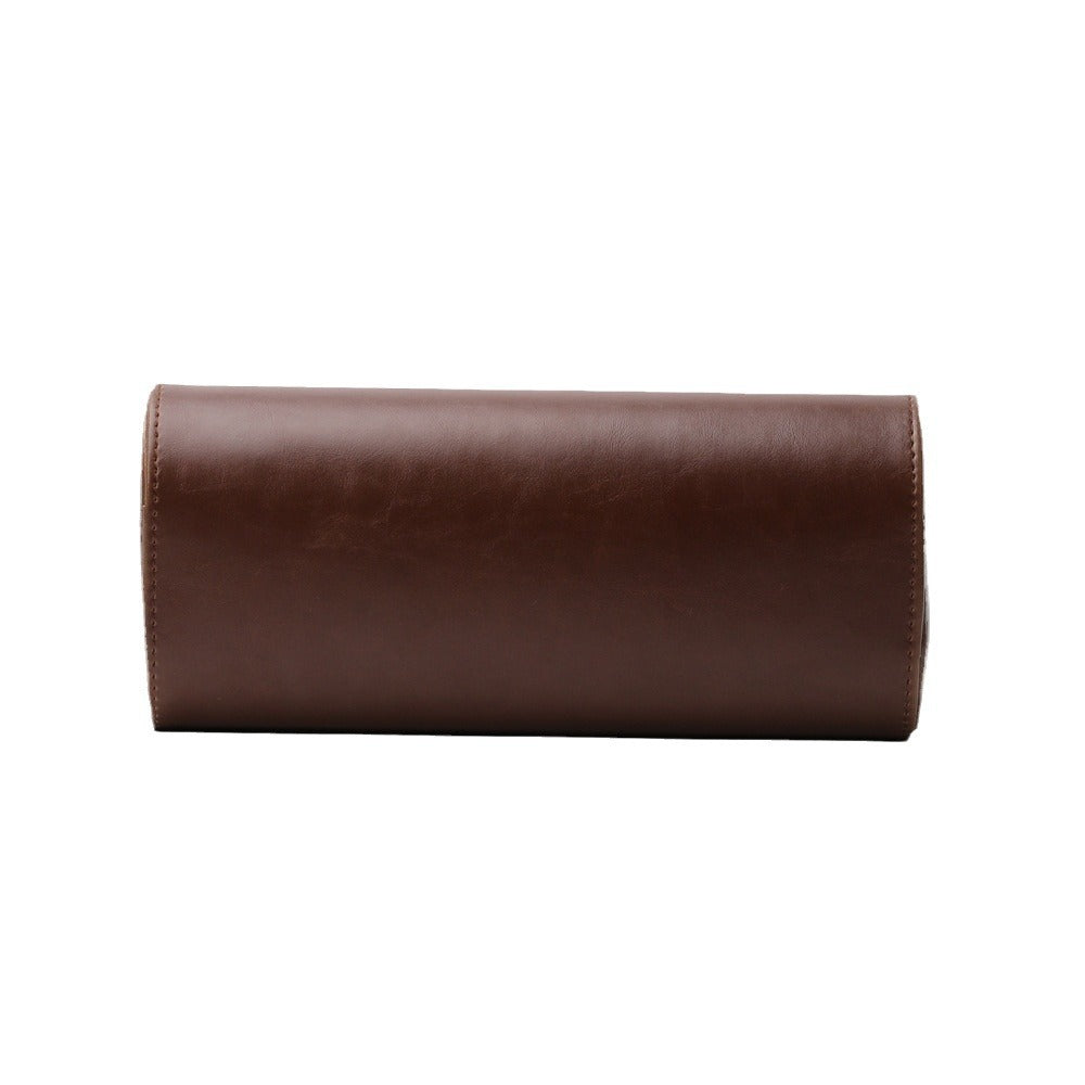 Leather 3-Watch Storage Box with Stitched Detail, Mechanical Watch OrganizerJewelry Display Case