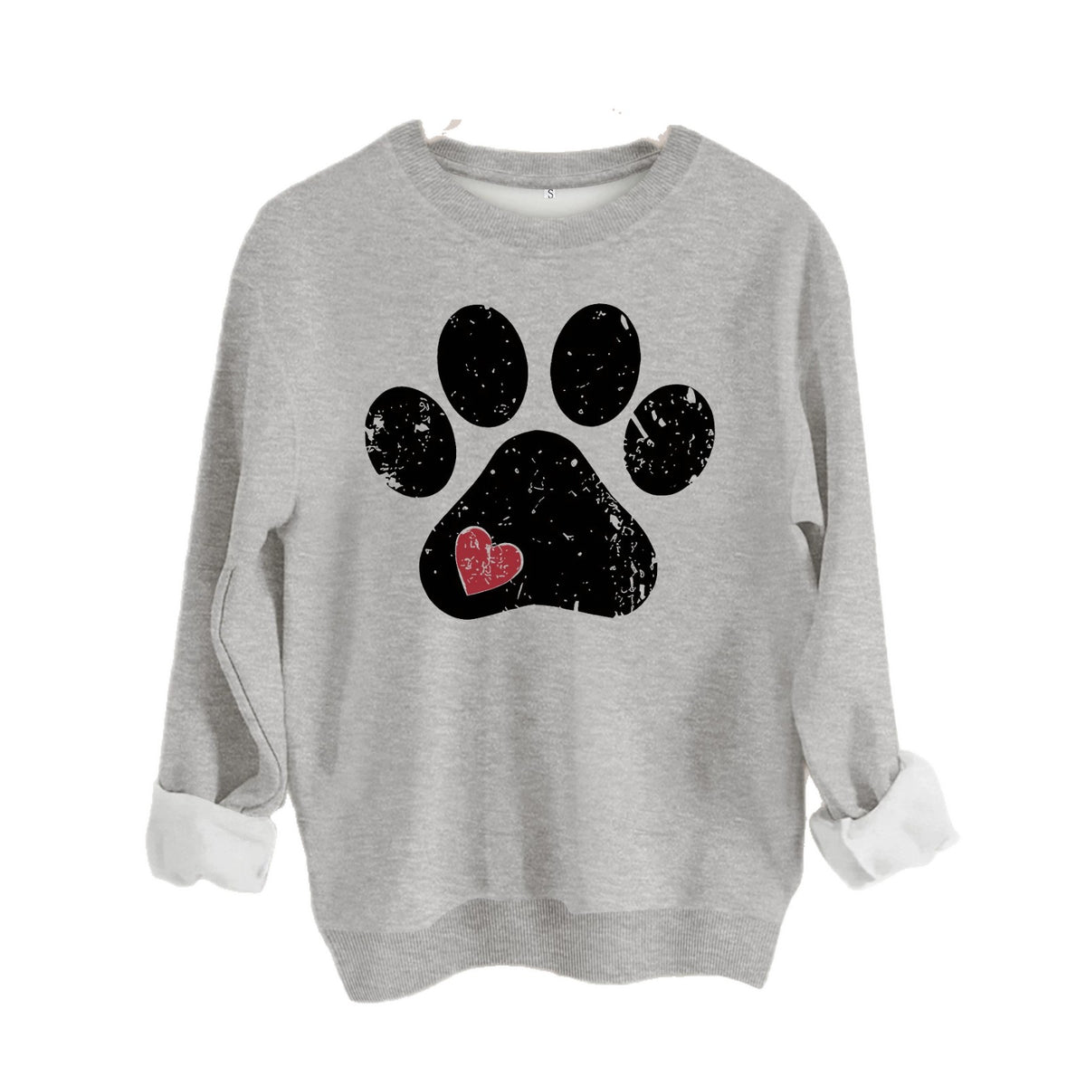 Cute paw print loose fleece sweatshirt