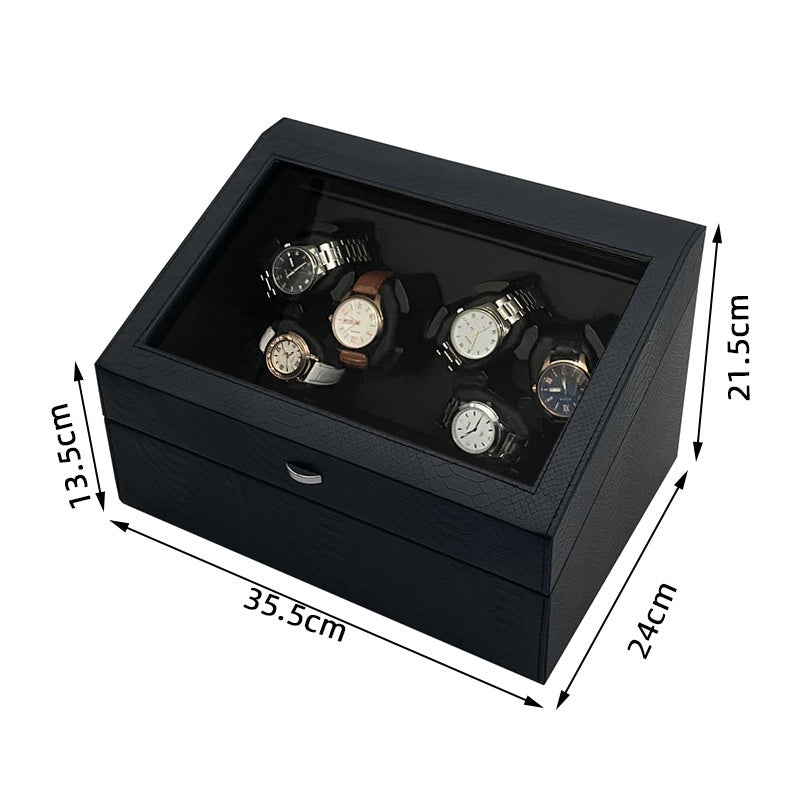 Snake skin pattern PU leather 6 rocking watch storage position mechanical watch automatic rocking watch winding device