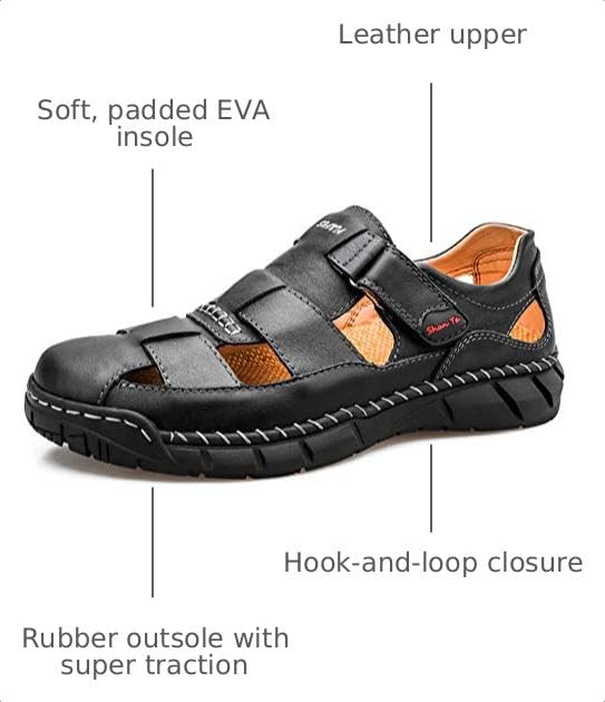 Honeystore Men's Closed-toe Hollow Sandals Plus Size Leather Shoes Casual Brown 12 D(M) US MenHoneystore Men's Closed-toe Hollow Sandals Plus Size Leather Shoes Casual Brown 12 D(…