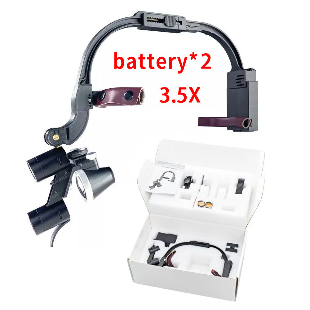 Ultra-Light Shadowless Dental Headlamp with Magnifier and Dual Batteries