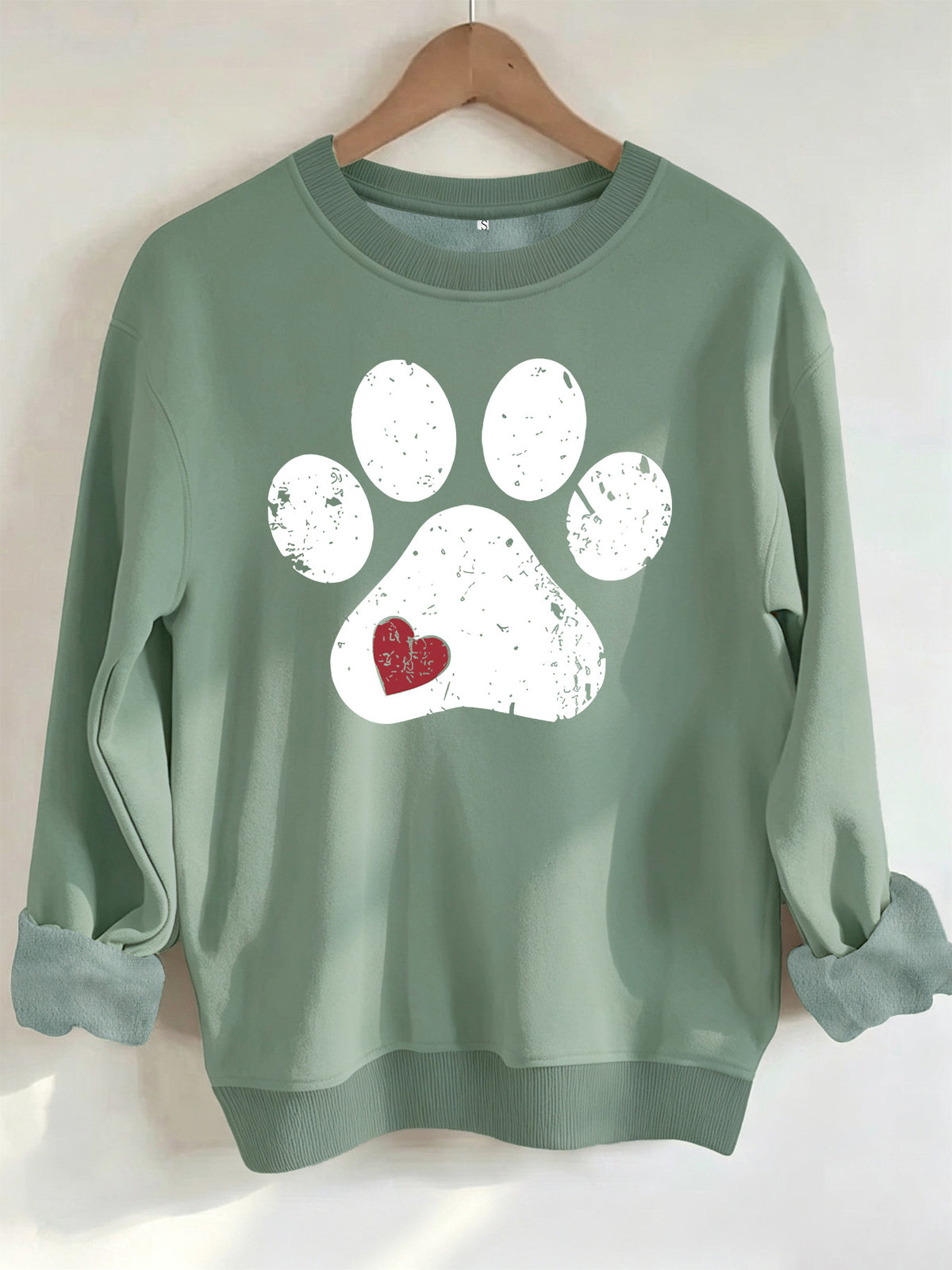 Cute paw print loose fleece sweatshirt