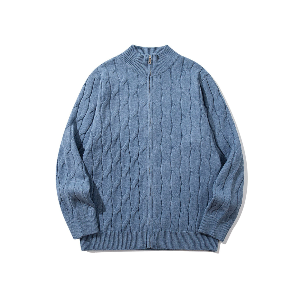 Twisted flower zipper knitted jacket
