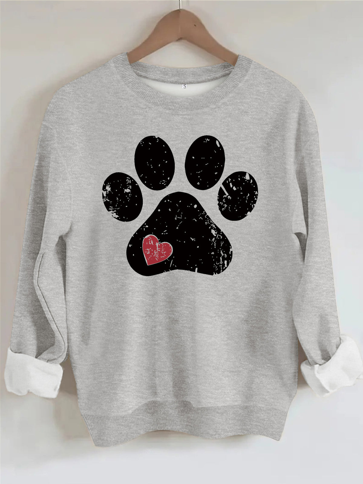 Cute paw print loose fleece sweatshirt