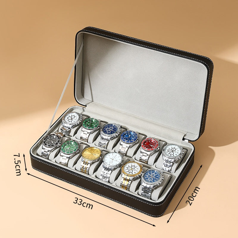 Black leather sunroof with lock watch storage box