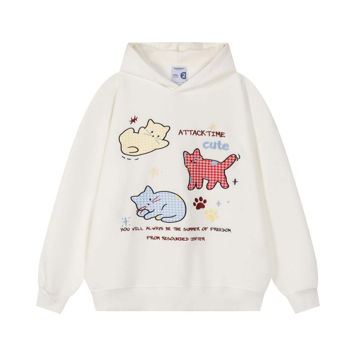Cloth covered cat footprints hooded sweatshirt