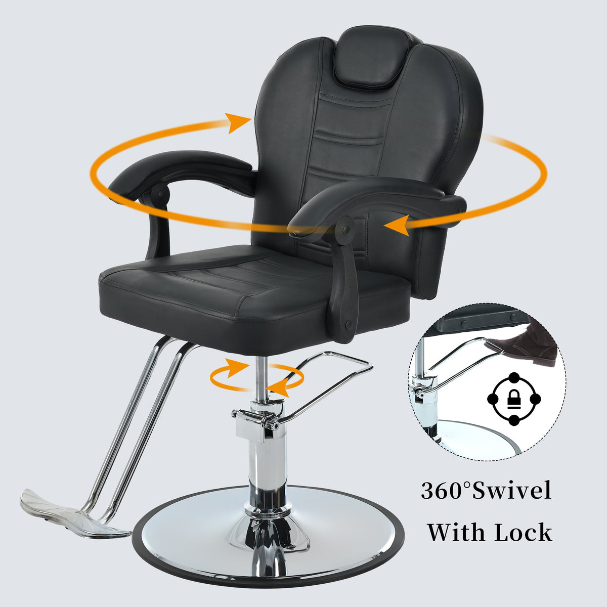 Classic Reclining Barber Chair for Hair Stylist