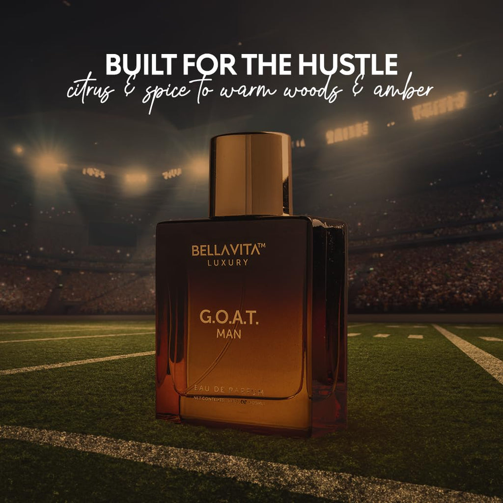Bellavita Luxury G.O.A.T. Eau de Parfum | 100 ml (3.4 fl.oz.) | Perfume for Men | Citrus, Bergamot, Patchouli, and Vetiver Notes | Long Lasting Men's Fragrance | Gift for father's Day