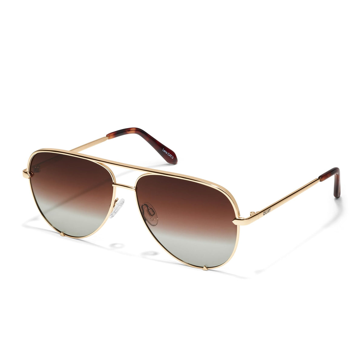 QUAY High Key Polarized Aviator Sunglasses, Oversized, Gold Frame Stylish Sunglasses with UV Protection, Unisex Brown Fade Lens Aviators for Men and WomenQUAY High Key Polarized Aviator Sunglasses, Oversized, Gold Frame Stylish Sunglasses w…