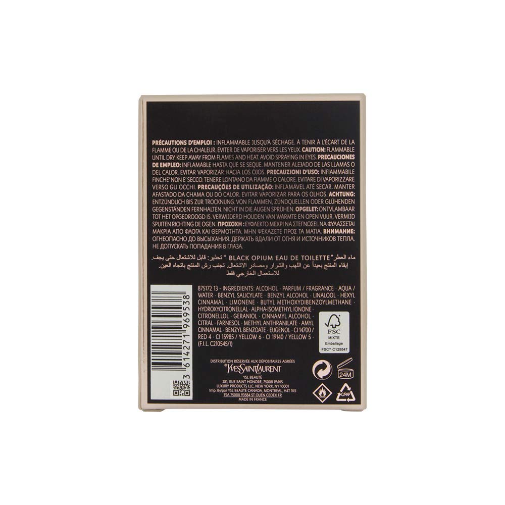 Yves Saint Laurent Eau De Parfum Spray for Women, Black Opium, 3 Ounce |