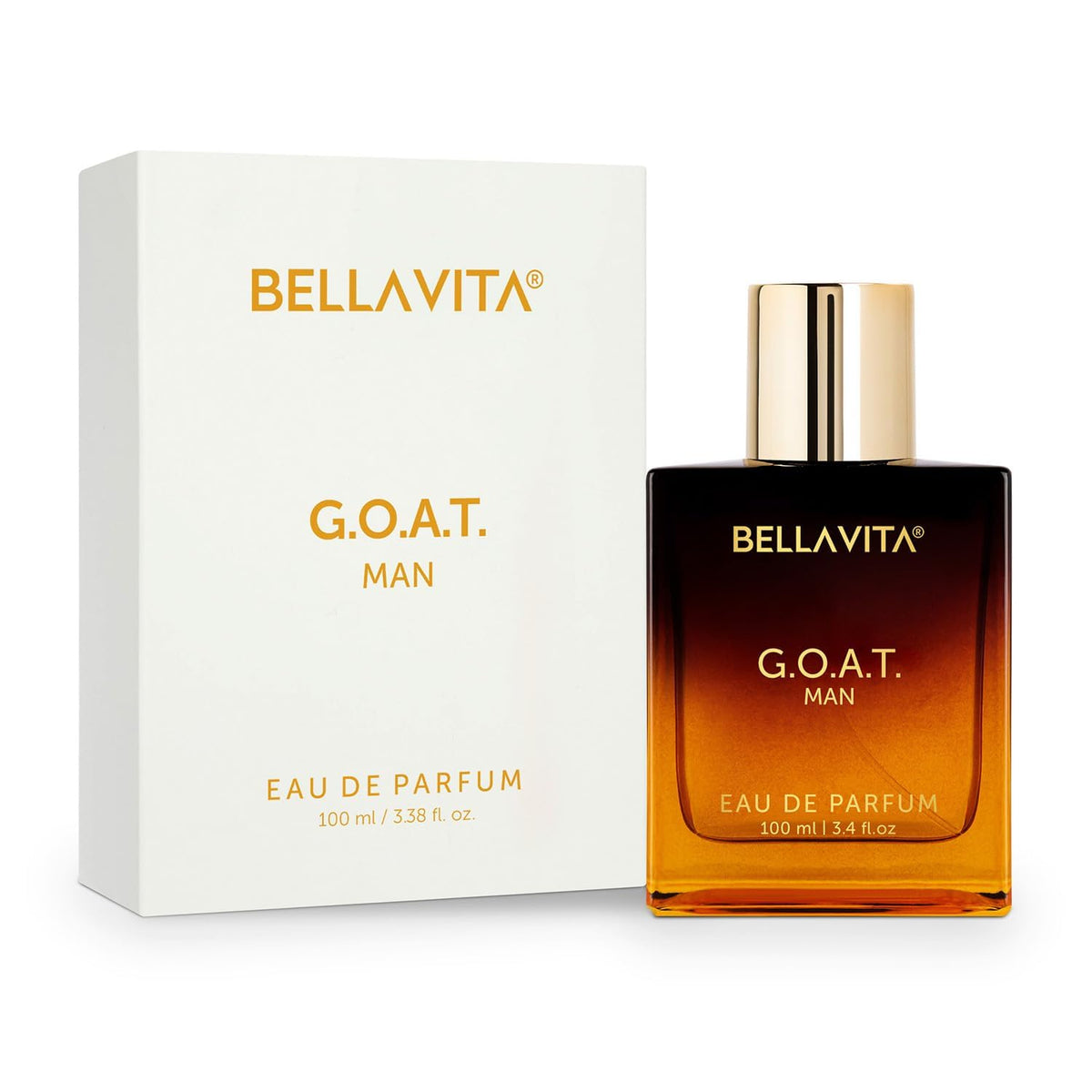 Bellavita Luxury G.O.A.T. Eau de Parfum | 100 ml (3.4 fl.oz.) | Perfume for Men | Citrus, Bergamot, Patchouli, and Vetiver Notes | Long Lasting Men's Fragrance | Gift for father's Day