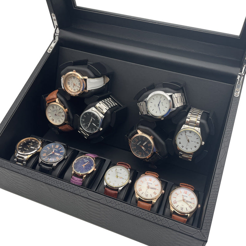 Snake skin pattern PU leather 6 rocking watch storage position mechanical watch automatic rocking watch winding device