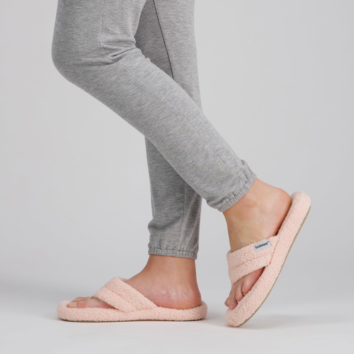 isotoner Women's Indoor/Outdoor Cozy Plush Terry Knit Clog and Flip Flop Slippers with Memory Foam Comfort, Evening Sand, 7.5-8isotoner Women's Indoor/Outdoor Cozy Plush Terry Knit Clog and Flip Flop Slippers with M… l