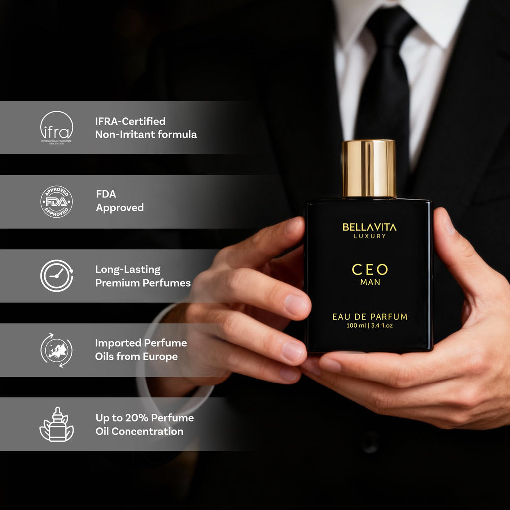 Bellavita Luxury G.O.A.T. Eau de Parfum | 100 ml (3.4 fl.oz.) | Perfume for Men | Citrus, Bergamot, Patchouli, and Vetiver Notes | Long Lasting Men's Fragrance | Gift for father's Day
