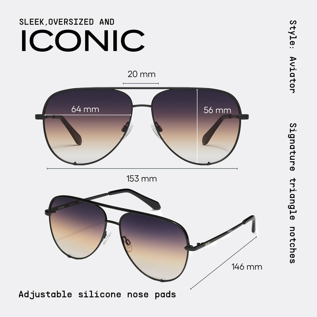 QUAY High Key Polarized Aviator Sunglasses, Oversized, Gold Frame Stylish Sunglasses with UV Protection, Unisex Brown Fade Lens Aviators for Men and WomenQUAY High Key Polarized Aviator Sunglasses, Oversized, Gold Frame Stylish Sunglasses w…