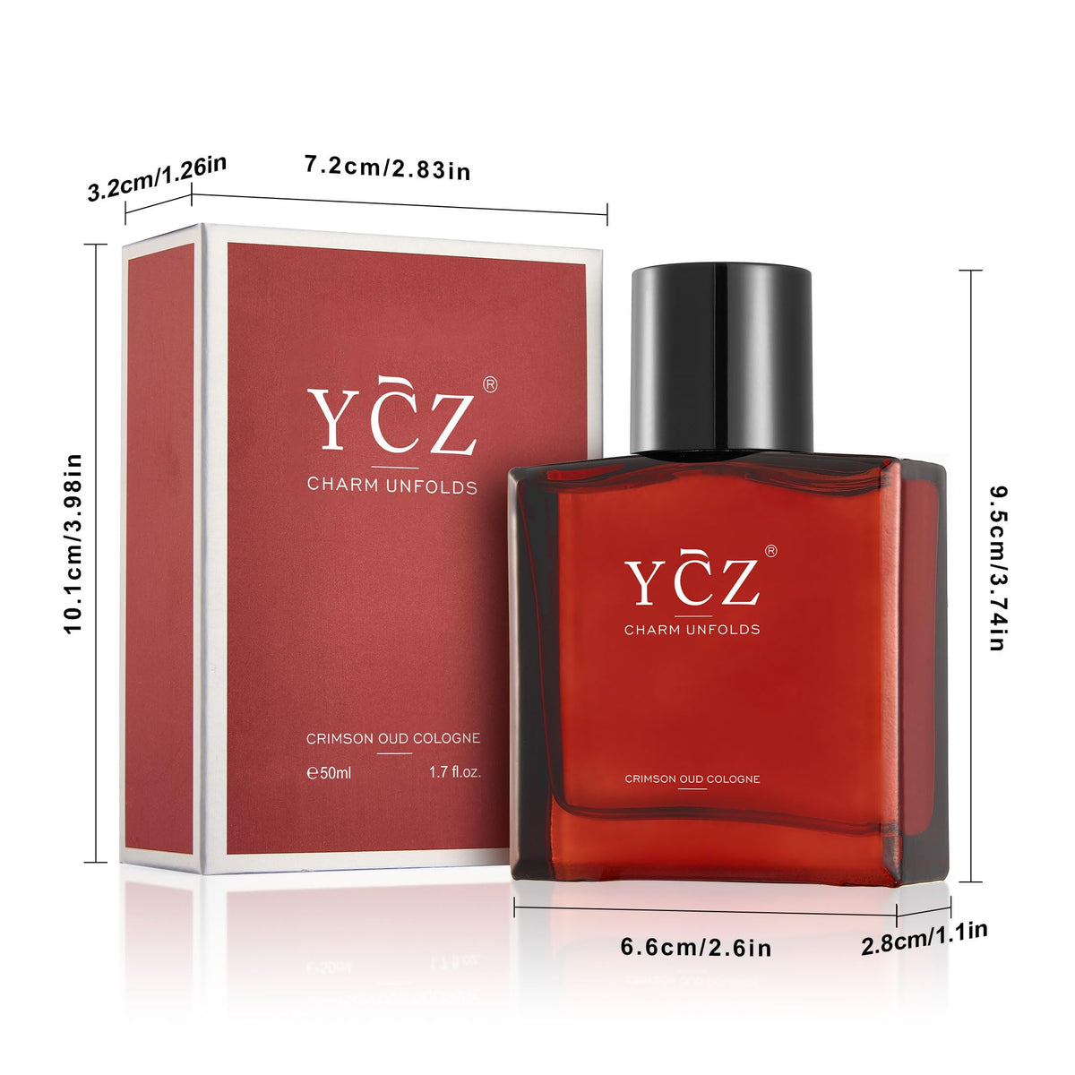 Ycz Midnight Marine Eau de Parfum for Men, 1.7 Fl Oz (50 mL), Long-Lasting Cologne, Fresh Marine & Woody Fragrance with Grapefruit, Ginger and Cedar Notes for Daily Wear, Date Night and Gifts