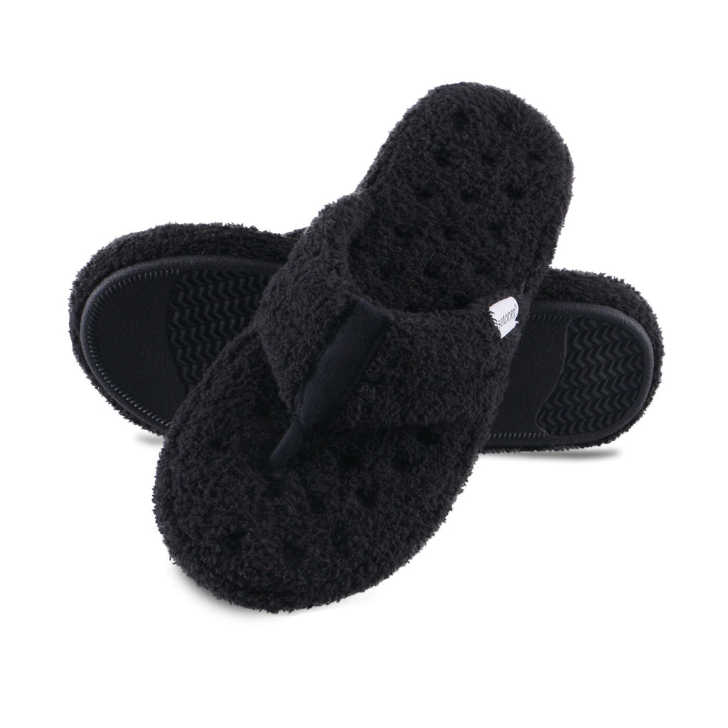 isotoner Women's Indoor/Outdoor Cozy Plush Terry Knit Clog and Flip Flop Slippers with Memory Foam Comfort, Evening Sand, 7.5-8isotoner Women's Indoor/Outdoor Cozy Plush Terry Knit Clog and Flip Flop Slippers with M… l