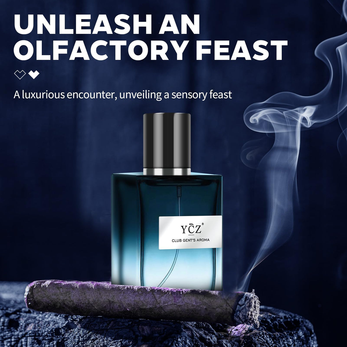 Ycz Midnight Marine Eau de Parfum for Men, 1.7 Fl Oz (50 mL), Long-Lasting Cologne, Fresh Marine & Woody Fragrance with Grapefruit, Ginger and Cedar Notes for Daily Wear, Date Night and Gifts