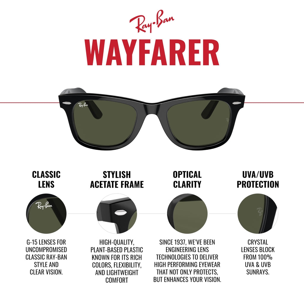 Ray-Ban RB2140 Original Wayfarer Square Sunglasses, Black/G-15 Green, 54 mmRay-Ban RB2140 Original Wayfarer Square Sunglasses, Black/G-15 Green, 54 mm