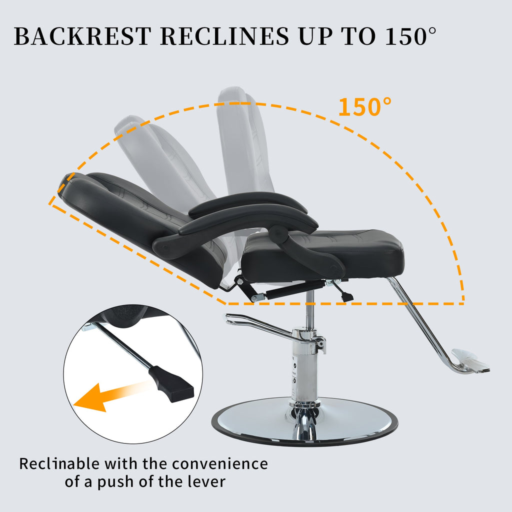 Classic Reclining Barber Chair for Hair Stylist