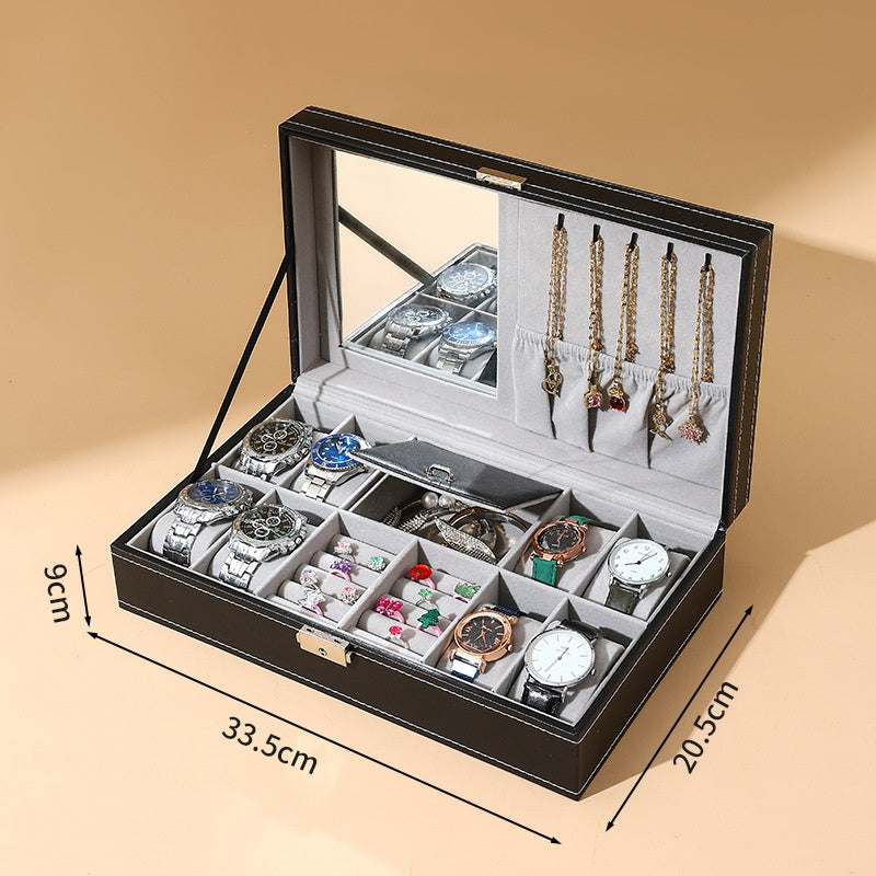 Black leather sunroof with lock watch storage box
