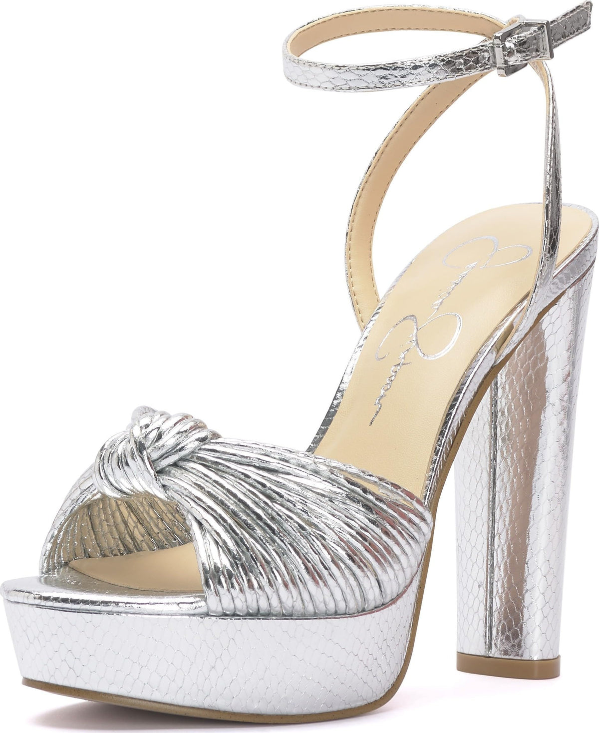 Jessica Simpson Womens Immie Platform Sandal with Ankle Strap, Silver, 5Jessica Simpson Womens Immie Platform Sandal with Ankle Strap, Silver, 5