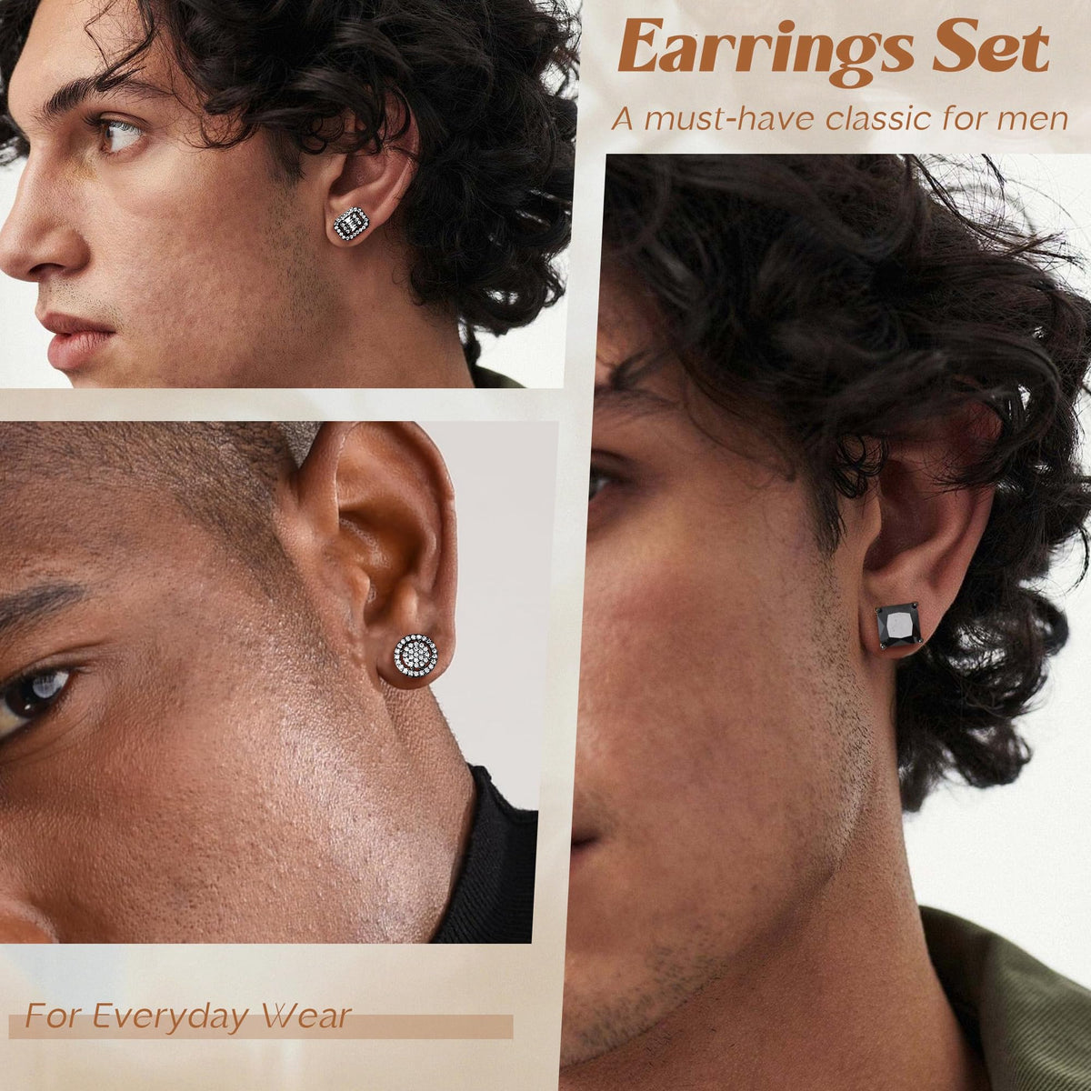 ZELORES 4 Pairs Sterling Silver 5A CZ Stud Earrings for Women 14K Gold Plated Brilliant Celtic Heart Big Stud Earrings Set Cubic Zirconia Earrings Studs for Sensitive Ear