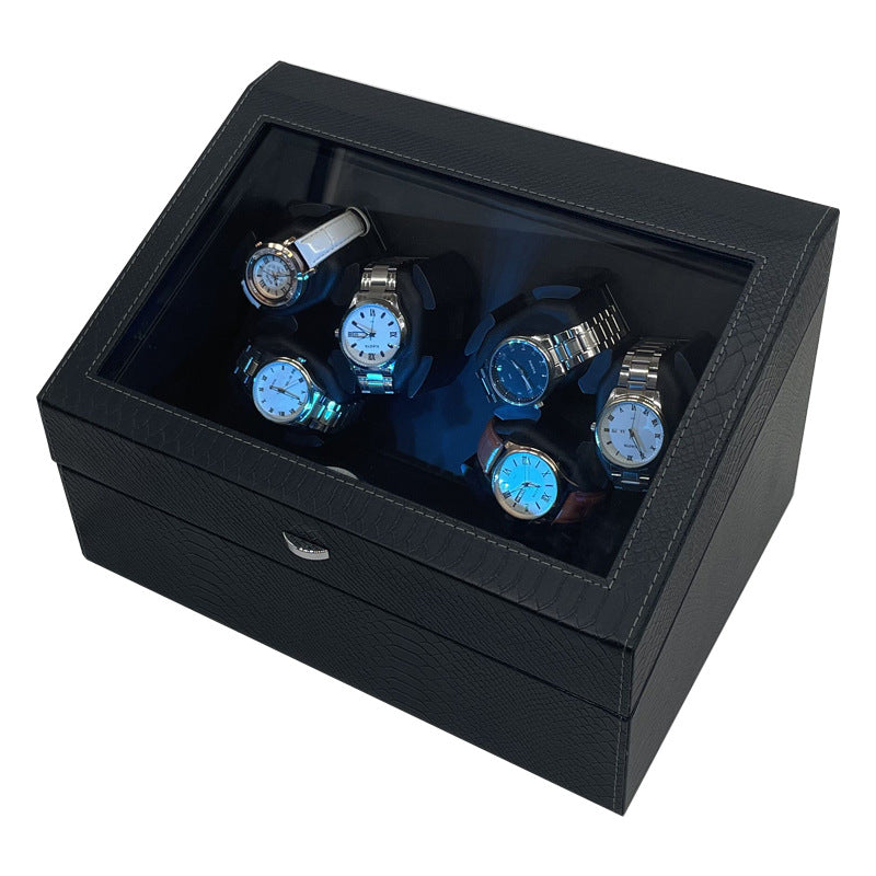 Snake skin pattern PU leather 6 rocking watch storage position mechanical watch automatic rocking watch winding device