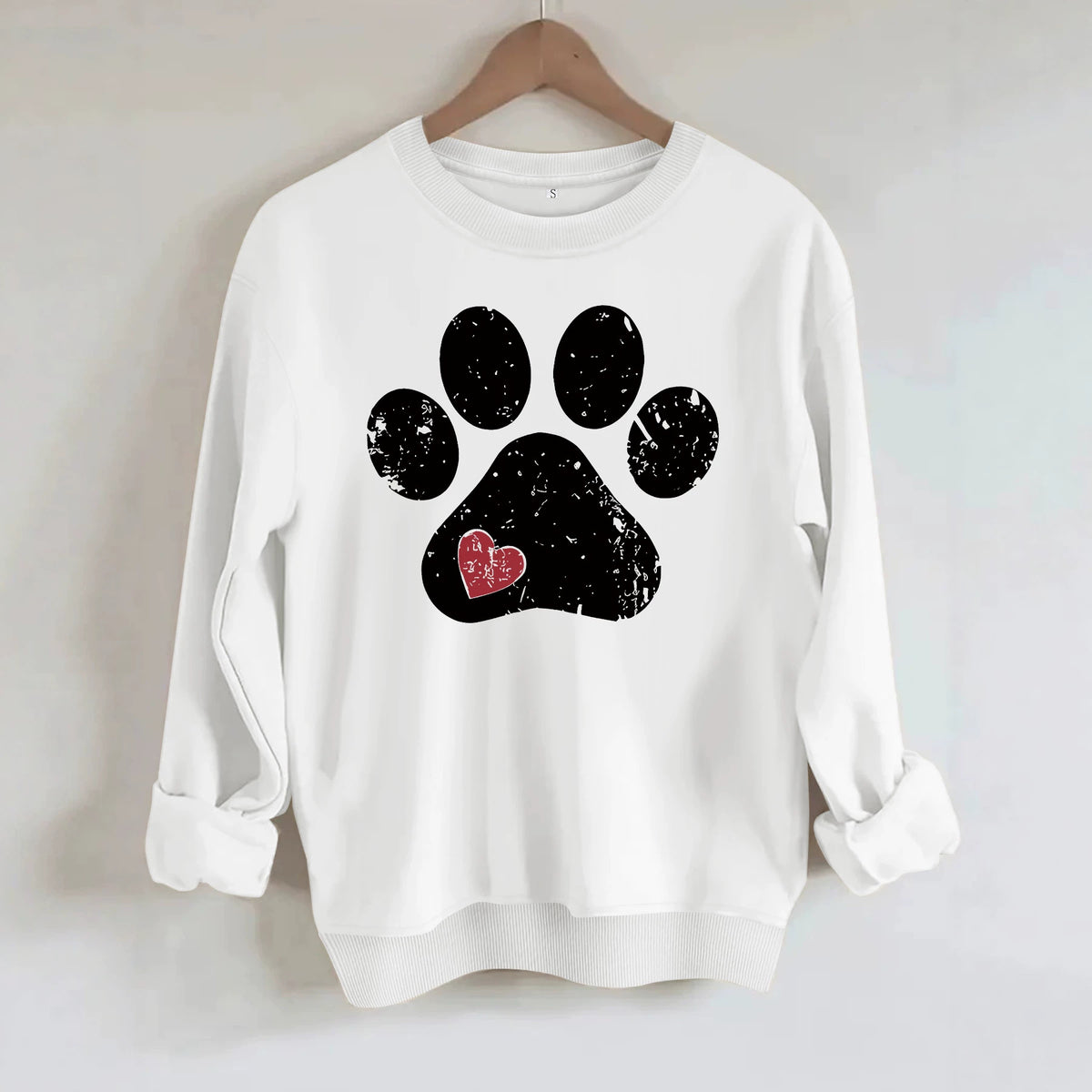 Cute paw print loose fleece sweatshirt