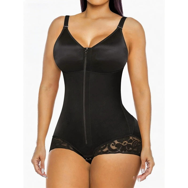 Mesh one-piece shapewear waist cinching waist lifting hip lifting zipper buckle women's corset