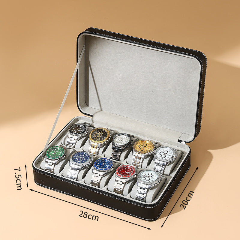 Black leather sunroof with lock watch storage box