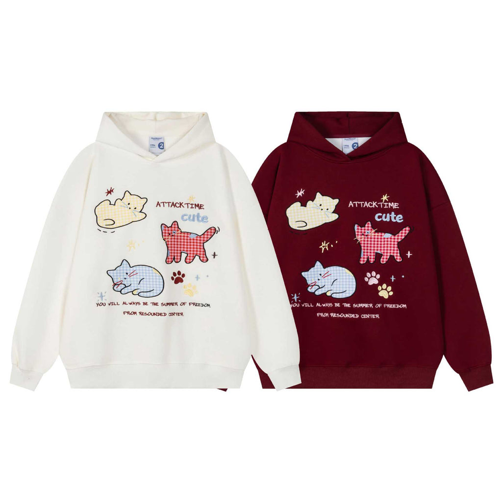 Cloth covered cat footprints hooded sweatshirt