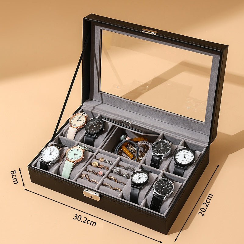 Black leather sunroof with lock watch storage box
