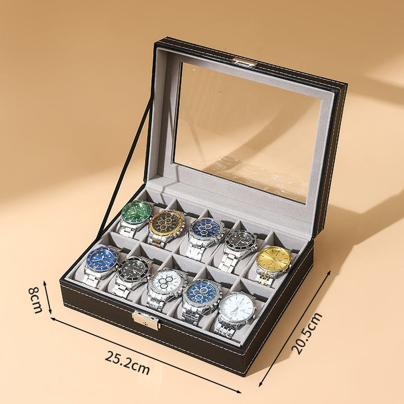 Black leather sunroof with lock watch storage box