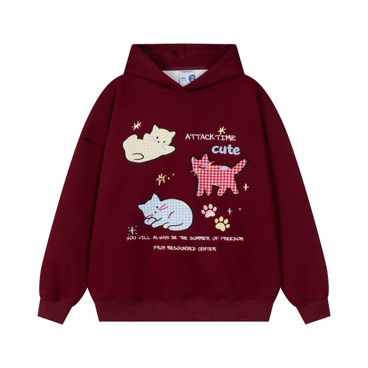 Cloth covered cat footprints hooded sweatshirt