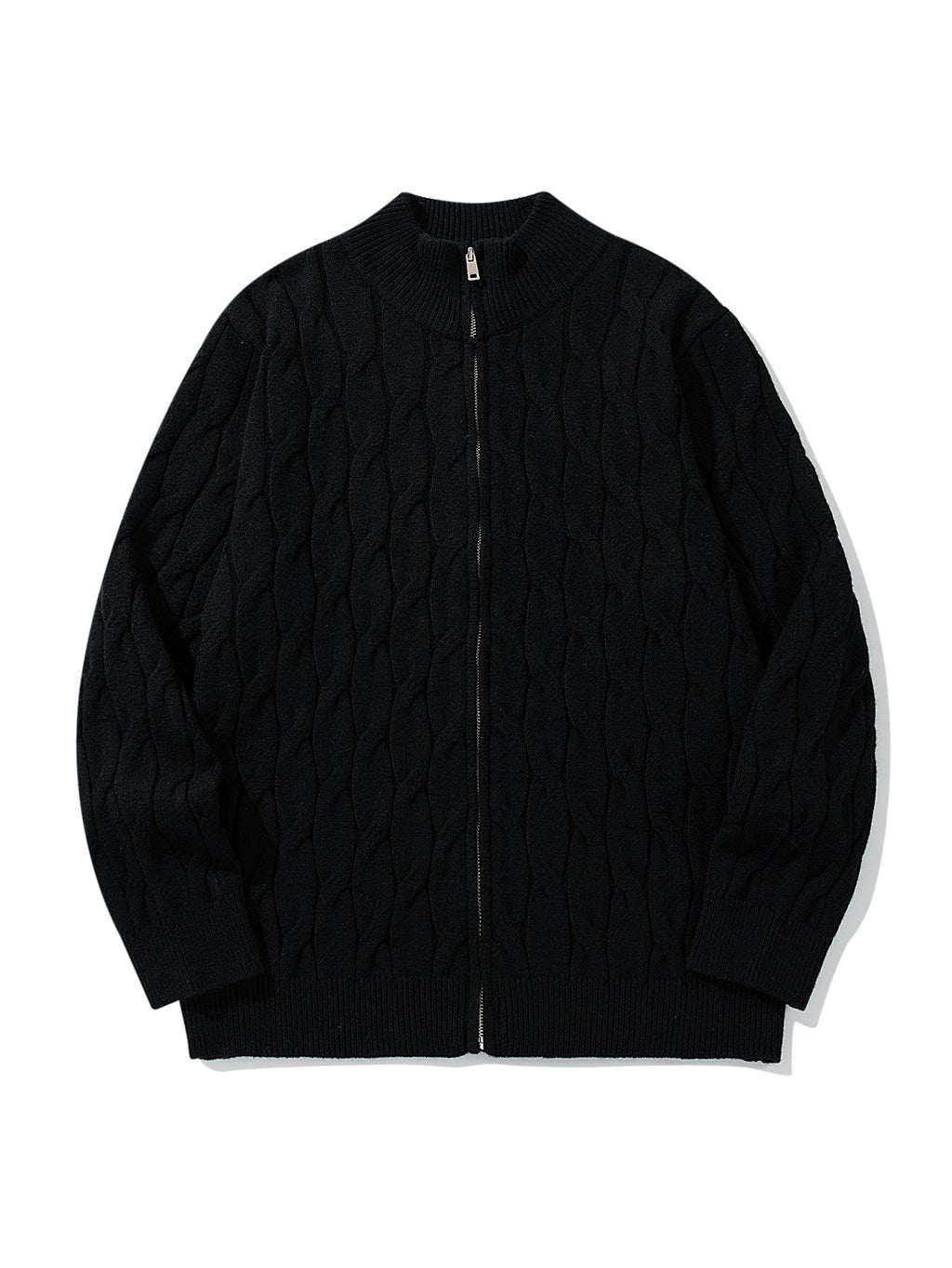 Twisted flower zipper knitted jacket