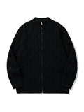 Twisted flower zipper knitted jacket