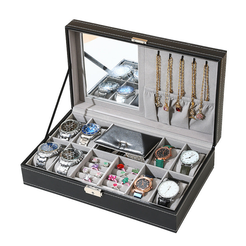 Black leather sunroof with lock watch storage box