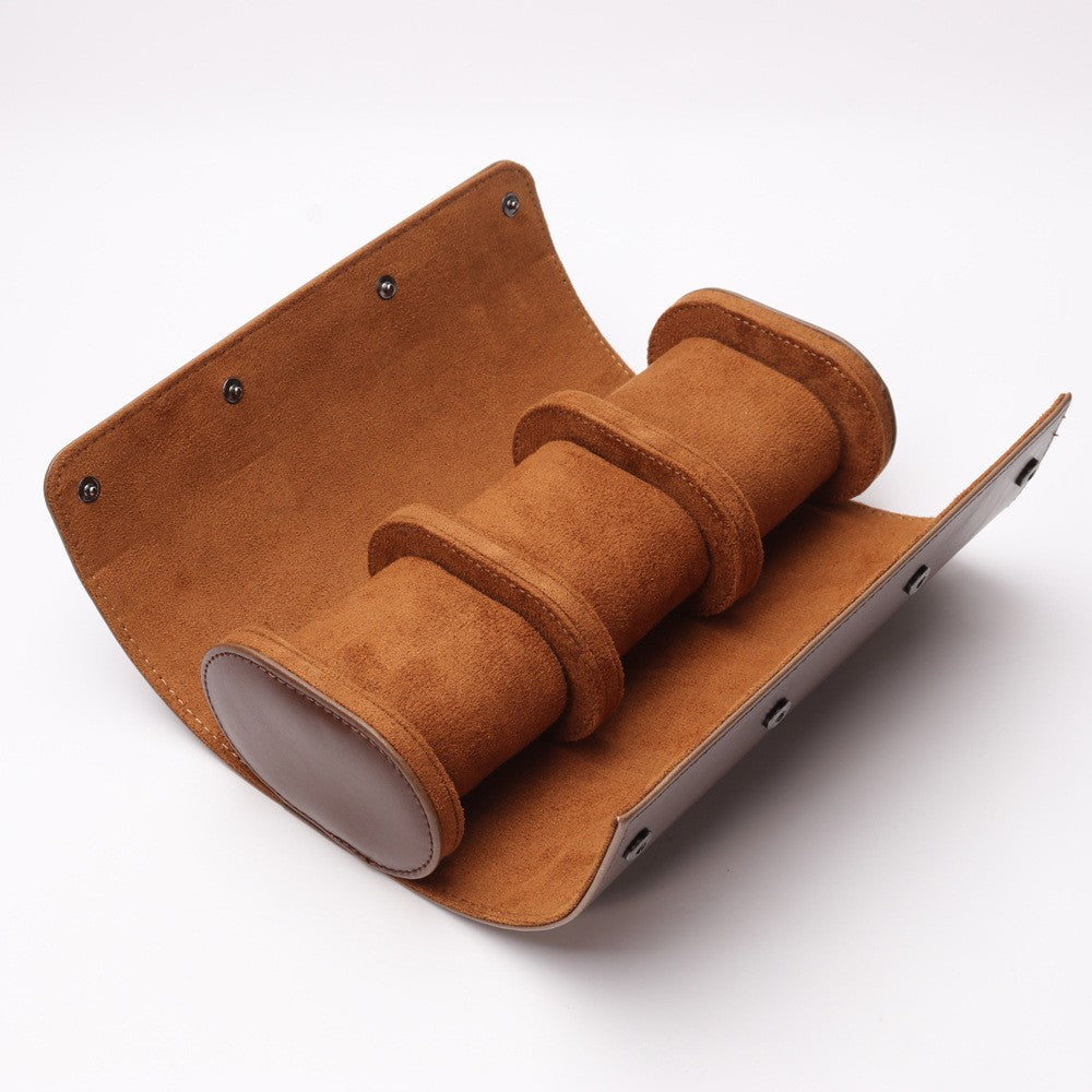 Leather 3-Watch Storage Box with Stitched Detail, Mechanical Watch OrganizerJewelry Display Case