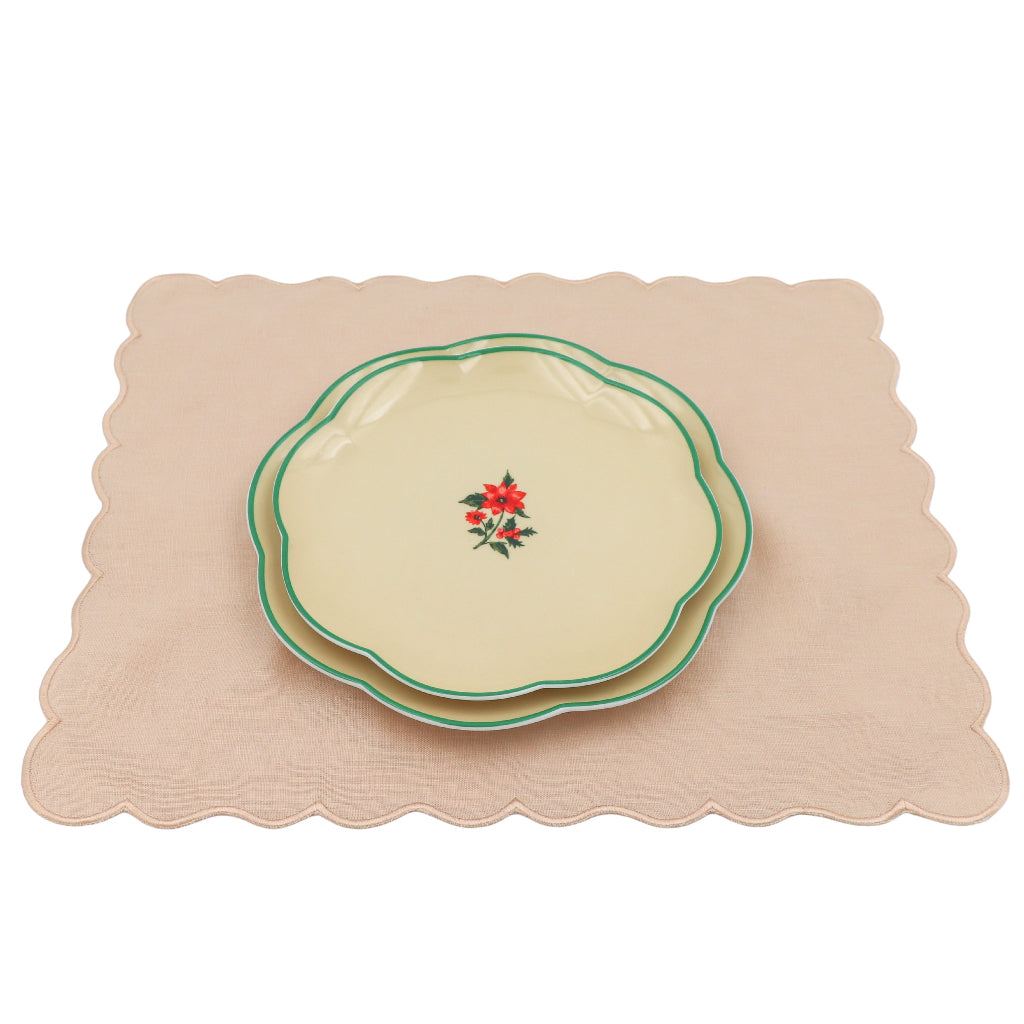 Fabled Flora Scalloped Ceramic Starter Plates – Case of 12 (+3 Bonus Plates)