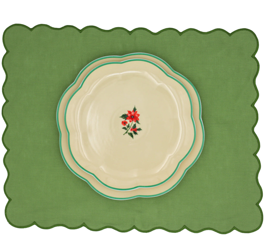 Fabled Flora Scalloped Ceramic Starter Plates – Case of 12 (+3 Bonus Plates)