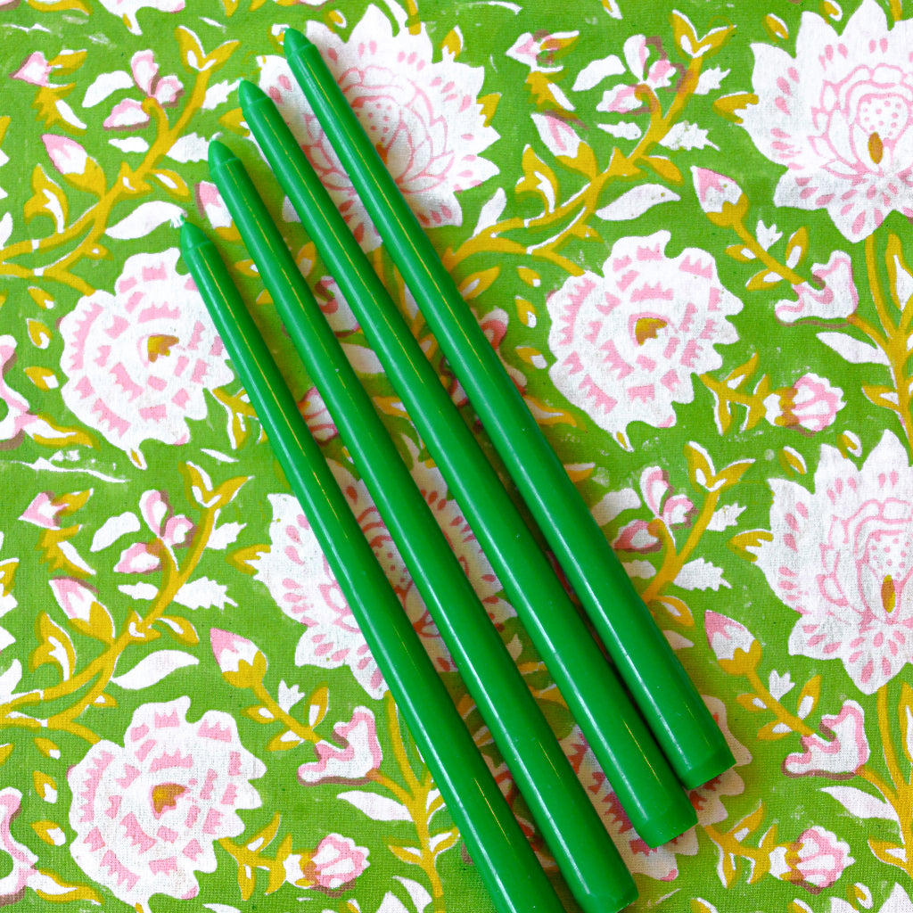 Grass Green Extra Tall Taper Candles – 24 Candles