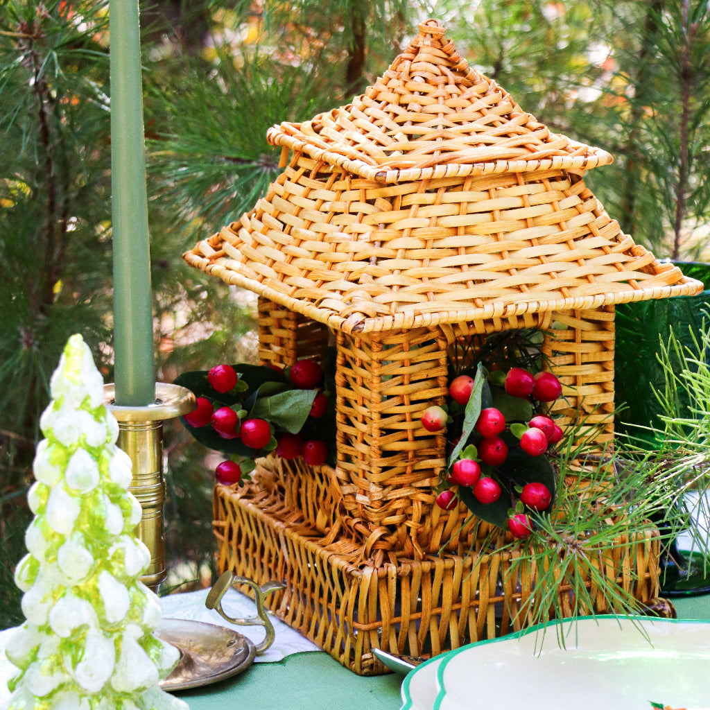 10 (+1 Free Bonus) Small Natural Rattan Pagoda Lanterns - Handmade
