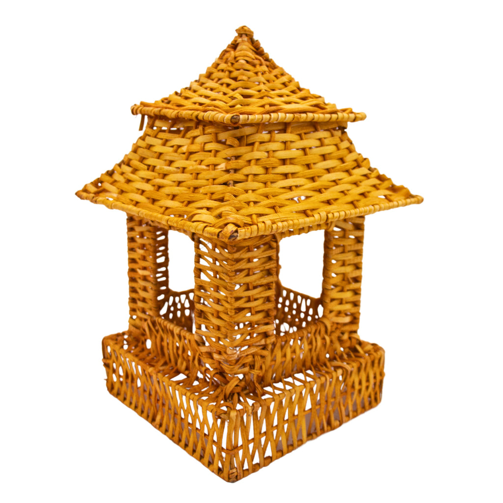 10 (+1 Free Bonus) Small Natural Rattan Pagoda Lanterns - Handmade