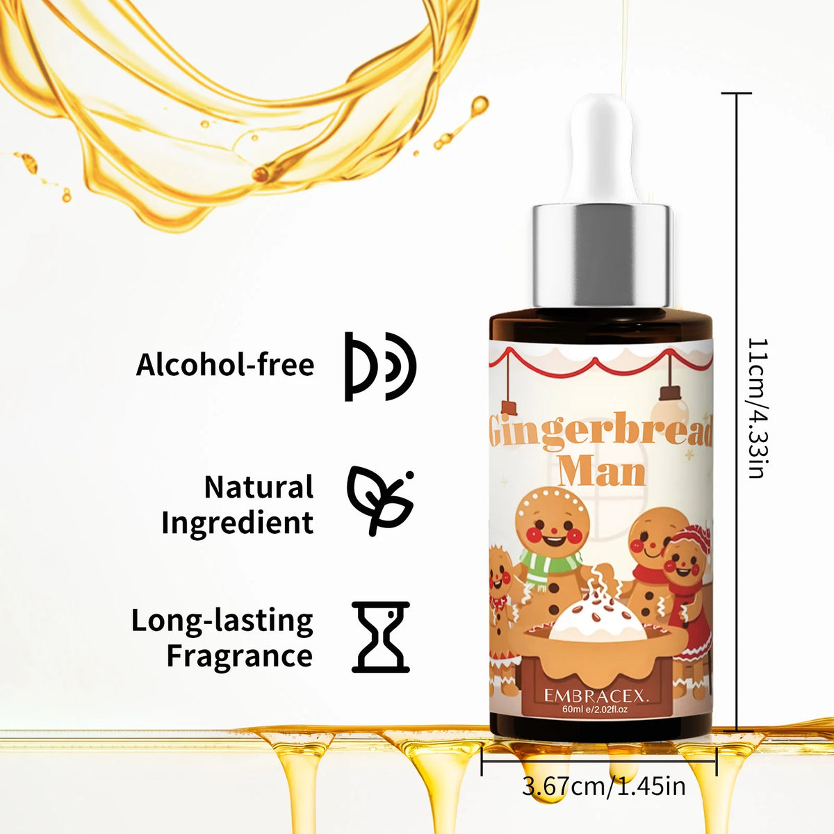 60ml Gingerbread Man Fragrance Oils Christmas Air Freshener Smell Good Gifts Car Fragrances